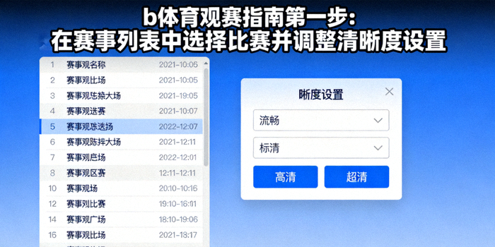 b体育观赛指南第一步：在赛事列表中选择比赛并调整清晰度设置