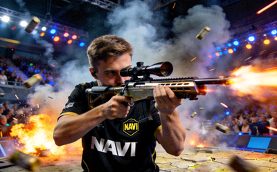 CS:GO Major锦标赛：NAVI战队选手s1mple在比赛中使用AWP狙击枪的精彩镜头